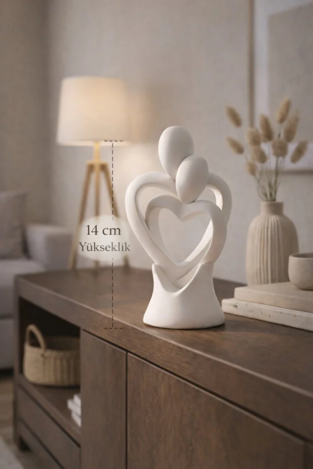 Dekoratif Sevgili Biblosu - Kalpli Romantik Figür - 14cm